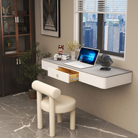 Bureau suspendu en bois extensible et convertible, style moderne et simple, avec tiroir - Bureau mural de luxe