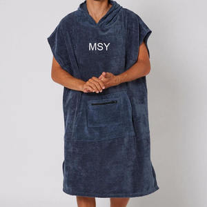 ผ้าขนหนูคลุมตัวแบบมีฮู้ดสำหรับผู้ใหญ่ ทำจากผ้าฝ้าย มีกระเป๋าซิป เหมาะสำหรับเล่นเซิร์ฟและชายหาด - Product Image 2