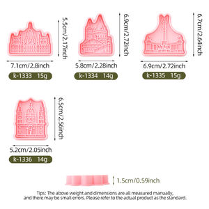 Serie <span class=keywords><strong>Budapest</strong></span>, molde de galletas impreso con animación de arcilla DIY, <span class=keywords><strong>Castillo</strong></span> de dibujos animados en 3D para hornear, cortadores de sándwich delicados, herramientas para galletas - Product Image 5