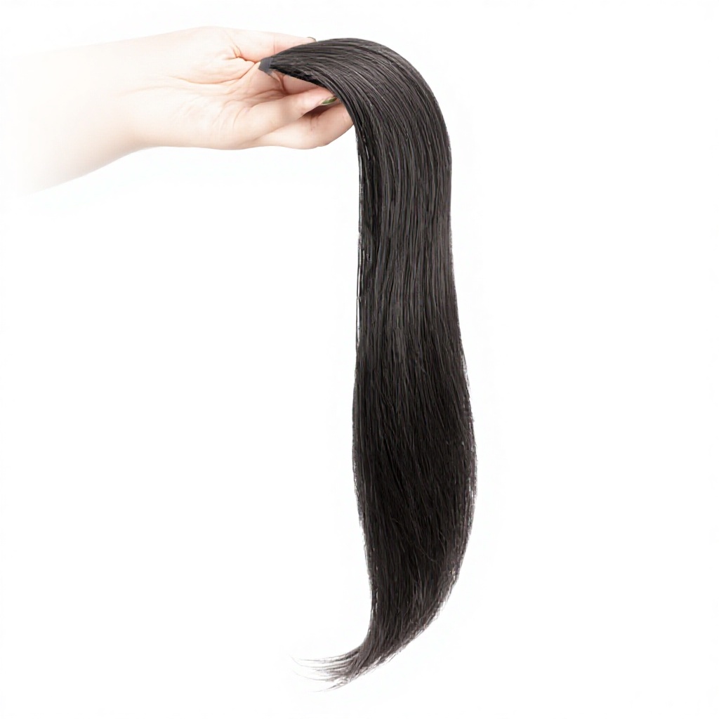 Coda di cavallo dritta con cinturino in vero pelo di temperamento 40 cm-nero naturale