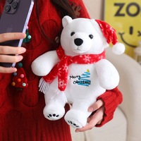 Ours polaire en peluche de Noël, chapeau et écharpe de Noël, ours polaire en peluche, jouets mignons, ours gros et dodu, coussin décoratif, vente en gros