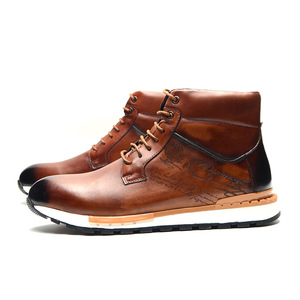 Martin Boot Men Ankle <b>Bootie</b> Round Toe Flat Heel Plush Lining Rubber Outsole Insulative Lace Up Winter Casual Business Style - Product Image 5