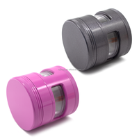 Moulin à herbes, tabac et épices en aluminium anodisé à 4 couches, 63 mm, à trois ouvertures latérales, finition céramique, portable, logo personnalisé, vente en gros