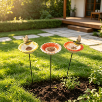 Mangeoire et abreuvoir pour oiseaux en grès à piquer dans le sol, 70 cm H, 12-15 cm de diamètre, étanche, anti-décoloration, résistant à la rouille, pour extérieur, jardin/cloison