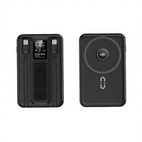 Batterie externe magnétique sans fil 10000mAh 15W à charge rapide, batterie Li-polymère, écran LED, type-C, ultra-mince, support de téléphone portable portable, câble