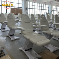 Table de massage électrique de luxe moderne en cuir synthétique, 3 moteurs, lit de soin cosmétique facial, commande au pied, salon de beauté, salle de sport