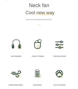 Ventilateur portable mini à suspendre au cou, rechargeable par USB, sans pales, avec fonction de refroidissement, pour voiture, alimenté par électricité/batterie - Product Image 5