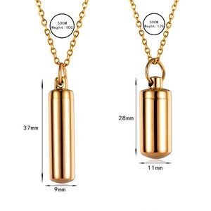 Pendentif Cylindre Urne Funéraire en Acier Inoxydable pour Cendres, Collier Commémoratif, Bijou, 3 Couleurs - Product Image 6