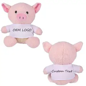 Custom OEM LOGO Shirt Plush Pink Pig Toy Wholesale Mascot Soft Stuffed Animal Plush Pig Toys