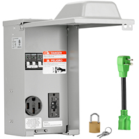 RVGUARD 20/50 Amp Panel Stop Kontak Sementara RV Berbahan Logam Tipe 3R Bersertifikasi ETL Kabel Adaptor 90 Derajat untuk Camper/Trailer