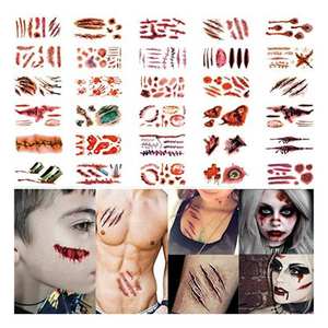 Pegatina de tatuaje de arte corporal temporal a prueba de agua para adolescentes cicatriz de Halloween mano espalda nombre calcomanía decorativa tatuaje corporal temporal - Product Image 4