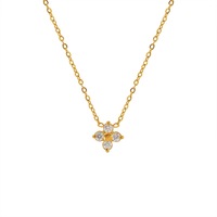 Collier de luxe tendance à motif floral - Pendentif fleur en zircon plaqué or 18 carats pour femme, collier polyvalent et attrayant pour la vente en gros