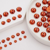 Perles de strass Zesty de 5 mm en résine époxy mandarine à dos plat avec trou central à coudre pour la fabrication de bijoux en cordon multi-brins