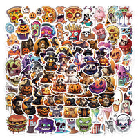 Pegatinas de calabaza de Halloween, 100 unidades, decoración para botella, portátil, teléfono, funda para auriculares
