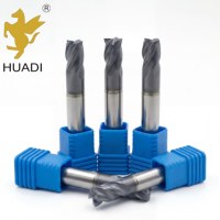 Fraise à queue en carbure de tungstène super dure HRC55/65 à 4 cannelures, fond plat, revêtement TiAlN, résistante à l'usure, outil d'usinage CNC