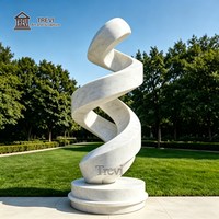 Sculpture abstraite en marbre naturel pour l'extérieur, art moderne, décoration de jardin, statue en pierre personnalisable pour hôtel, villa, parc, paysage