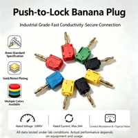 Connecteur banane 4 mm à verrouillage par pression, nickelé/plaqué or, 1000 V, 24 A, haute intensité, avec coque en nylon ignifuge