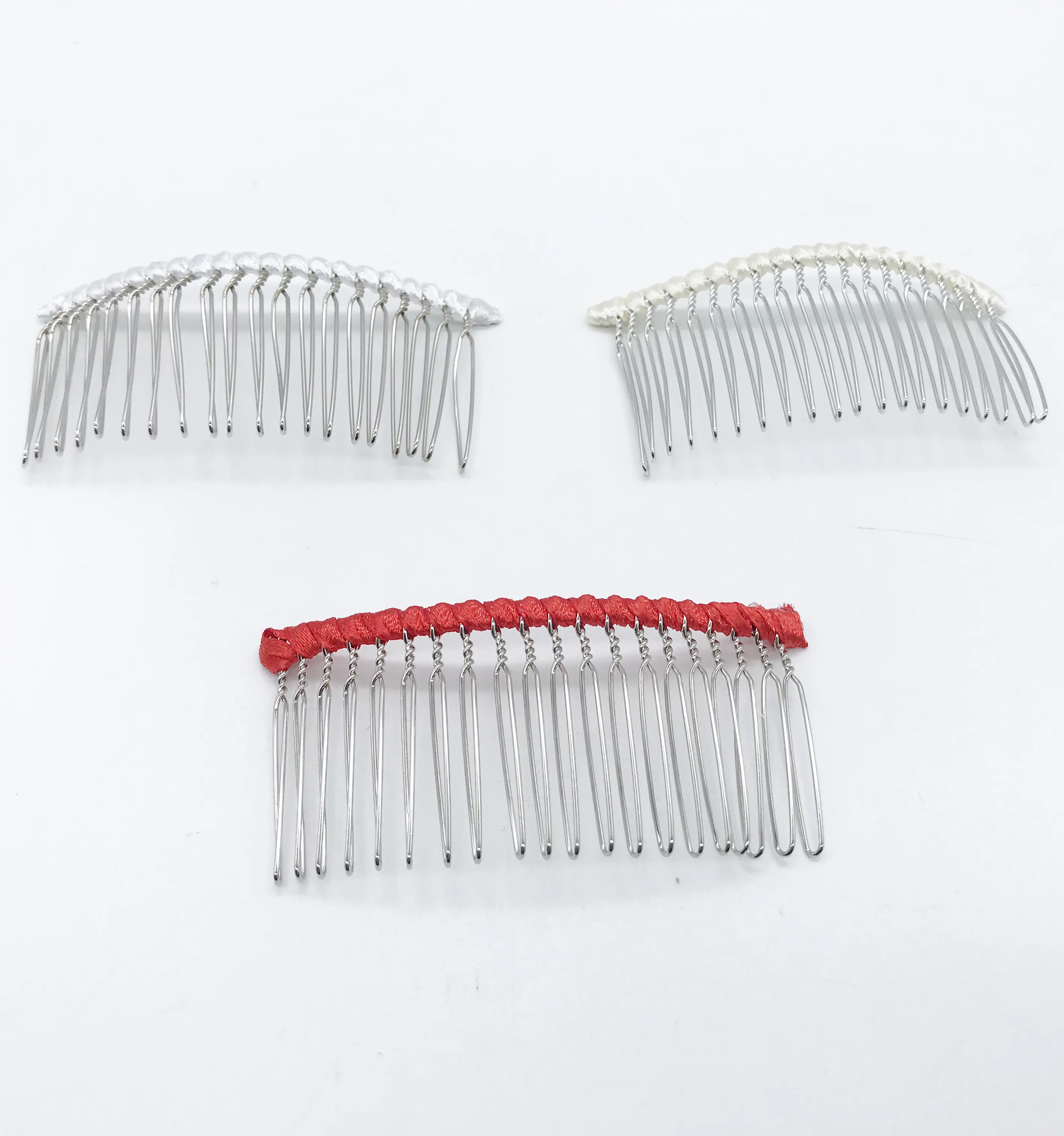 New factory design 20pcs teeth metal ribbon hair combs for women