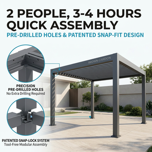 Pérgola Retráctil Motorizada de Alta Resistencia con Certificación CE, Gazebo de Aluminio con Techo de Láminas <span class=keywords><strong>para</strong></span> Azoteas y Penthouses - Product Image 6