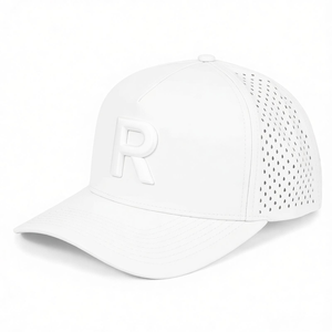 5-Panel Rubber PVC Logo Baseball Cap Sporty Performance <b>Waterproof</b> Trucker Golf <b>Hat</b> with Laser Perforated Hole - Product Image 2