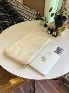 Quilted Cotton Laptop Sleeve Case, Protective Zipper <b>Tech</b> Pouch, Korean Ins Style Cross-border Blogger Laptop <b>Bag</b>. - Product Image 1