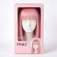 Boîte d'expédition en carton pliable rose avec fenêtre de présentation, personnalisable avec logo, pour extensions de cheveux et perruques, vente en gros usine