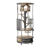 Villa pour chat en verre de luxe, arbre à chat multi-niveaux avec bac à litière intégré, grande cage en bois et métal pour animaux domestiques, pour la maison, vente en gros