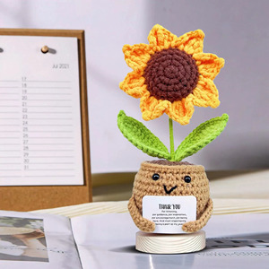 Juego de muñecas de cactus de ganchillo hecho a mano, girasol/Rosa/tulipán, decoración Bohemia para el hogar, adornos temáticos de plantas hechos a mano de hilo Premium 2025 - Product Image 3