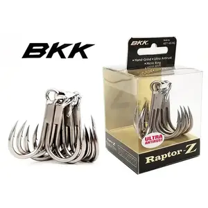 High Quality Bkk 6071 4x Hg Raptor Z Ultra Anti-rust Strong Bkk Treble Hooks Round Bend Needle Point Forged Treble Fishhook