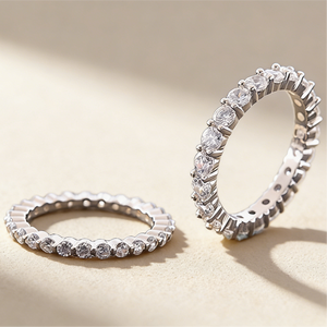 Full Eternity <b>Ring</b> 925 Sterling Silver Round CZ Eternity Band Prong <b>Set</b> <b>Wedding</b> Anniversary Stackable <b>Ring</b> <b>for</b> <b>Women</b> - Product Image 2
