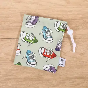 Custom sublimation full color printing Small Polyester Cotton Gift Drawstring pouch straw chopsticks packing pouch bag