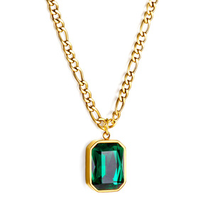 Collar de Moda con Colgante de Acero Inoxidable, Engaste Geométrico, Cristal de Colores, Joyería de Regalo, Cadena para Clavícula - Product Image 5