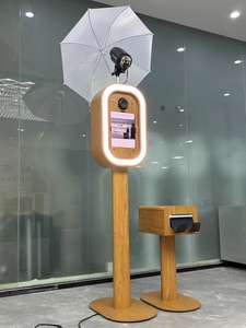 Cabine photo instantanée en bois de couleur blanche et noire, ovale, pour <span class=keywords><strong>iPad</strong></span> 13 pouces, appareil photo reflex numérique, kiosque de photomaton en libre-service - Product Image 3