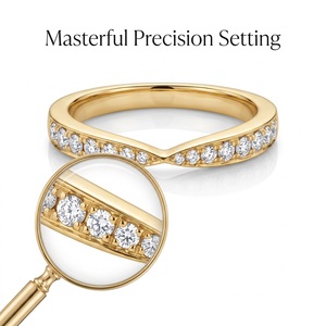 Bague de mariage en diamant incurvé en or jaune 18 carats, pavé de diamants naturels, certifiée IGI, bijoux fins sur mesure pour femmes, fabrication artisanale - Product Image 2