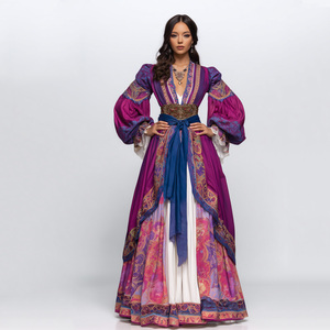 Auténtico Vestido Bohemio Gitano para <span class=keywords><strong>Mujer</strong></span>, <span class=keywords><strong>Disfraz</strong></span> de Adivina del Renacimiento Bordado de Lujo para Halloween y Carnaval - Product Image 1