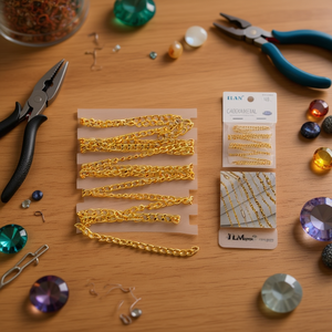 Chaîne en métal ILAN, environ 1 m, couleur or, pour la création de bijoux - Product Image 3