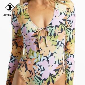 Wholesale High Quality Swimwear One Piece Swimsuit Abdomen Control Long Sleeve Printed One Piece Bikini - Product Image 2