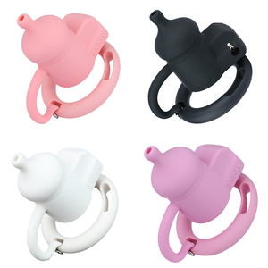 Biberón rosa, jaula de silicona con orificio de uretra para Sissy, juego de Bondage para pene, cinturón elástico, dispositivo de castidad, Juguetes sexuales para hombres - Product Image 4