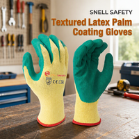 Gants de travail en coton de calibre 10 SNELL Safety, enduits de latex, antidérapants, imperméables, conformes à la norme EN388, pour travaux de construction et industriels
