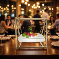Lampe de table carrée en plastique LED, étanche, résistante aux chutes, à changement de couleur, avec plateau lumineux pour fruits, pour bureau, restaurant, bar