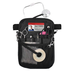 Sac de ceinture médical OEM 16x2.5x23 cm avec poches en filet pour le rangement de matériel infirmier, noir - Product Image 1