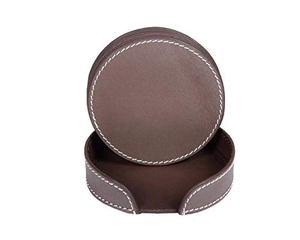 Ensemble de sous-verres en cuir personnalisés avec logo, vente en gros, support en similicuir cousu, cadeau pour bar et hôtel, marque OEM, vente en gros en vrac - Product Image 3