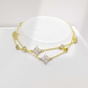 Pulseras elegantes de plata de ley S925 al por mayor, con circonita 3A, chapadas en oro de 18k, con diseño de estrella, ajustables, para mujer. - Product Image 4