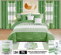 Ensemble de literie de luxe 24 pièces pour lit king-size, comprenant des rideaux assortis, une couverture et des rideaux de douche, motif imprimé, garnissage en polyester