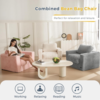 Fauteuil pouf en forme de U de haute qualité, ensemble de canapé modulaire en velours côtelé, canapé compressé, fauteuil pouf paresseux pour salon