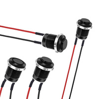 Interrupteur à bouton-poussoir en métal étanche de 12mm à réinitialisation automatique autobloquant DC12-24V à tête plate haute 3A Max. Courant IP67 Niveau 250V