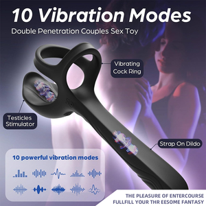 Anello per Pene 3-in-1 con 10 Modalità, 100% Impermeabile, Vibratore Dildo Nero, Plug Anale, Stimolatore Testicolare, Giocattoli Sessuali per Coppie - Product Image 5