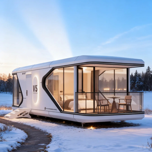 Capsule spatiale préfabriquée en acier équipée de panneaux sandwich isolants thermiquement pour le camping en montagne, maison modulaire permanente - Product Image 1