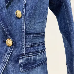 नवीनतम गिर फैशन Streetwear विंटेज महिला डेनिम जैकेट धोया डेनिम जैकेट स्प्लिट आस्तीन नीले रंग की डेनिम कोट महिलाओं जींस जैकेट