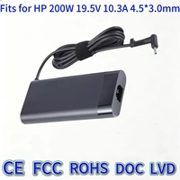 Cocok untuk Laptop HP Omen 4 5, Adaptor Daya AC 200W TPN-DA10 19.5V 10.3A, Charger Notebook dengan Kabel Daya